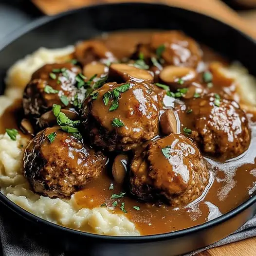 Steak Meatballs with Mushroom Gravy