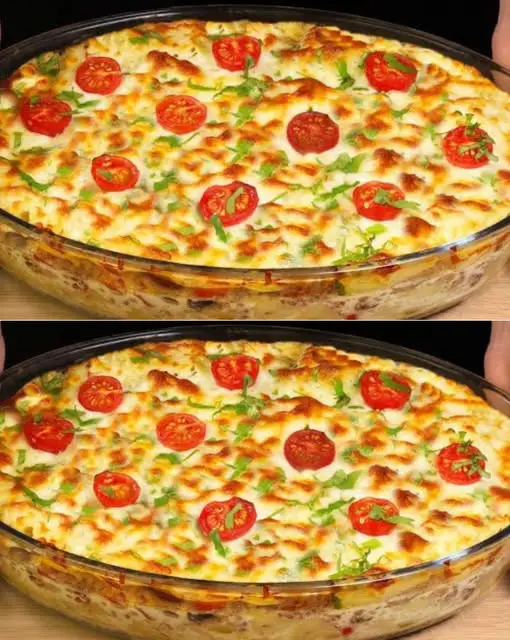 Baked Pasta with Minced Meat, Sausage, and Vegetables