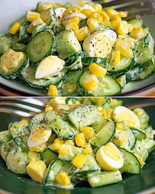 Refreshing Cucumber and Egg Salad with Sweet Corn