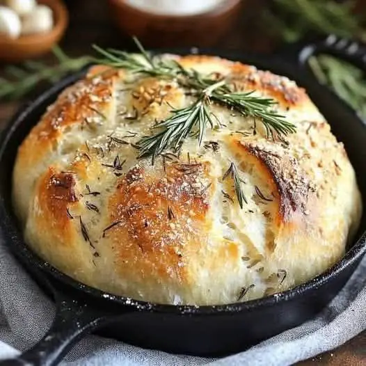 Rustic No-Knead Rosemary Garlic Bread