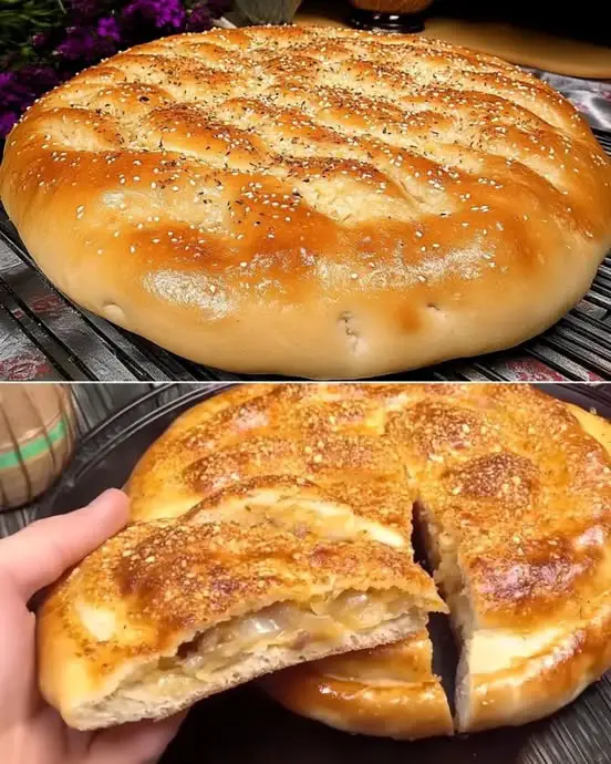 Homemade Stuffed Onion and Cheese Flatbread