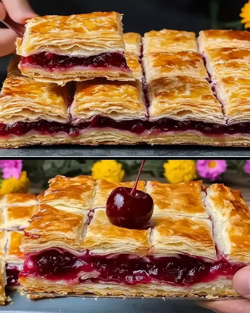 Cherry and Almond Puff Pastry: An Elegant French-Inspired Dessert