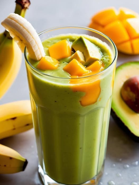 delicious banana, avocado, and mango smoothie: