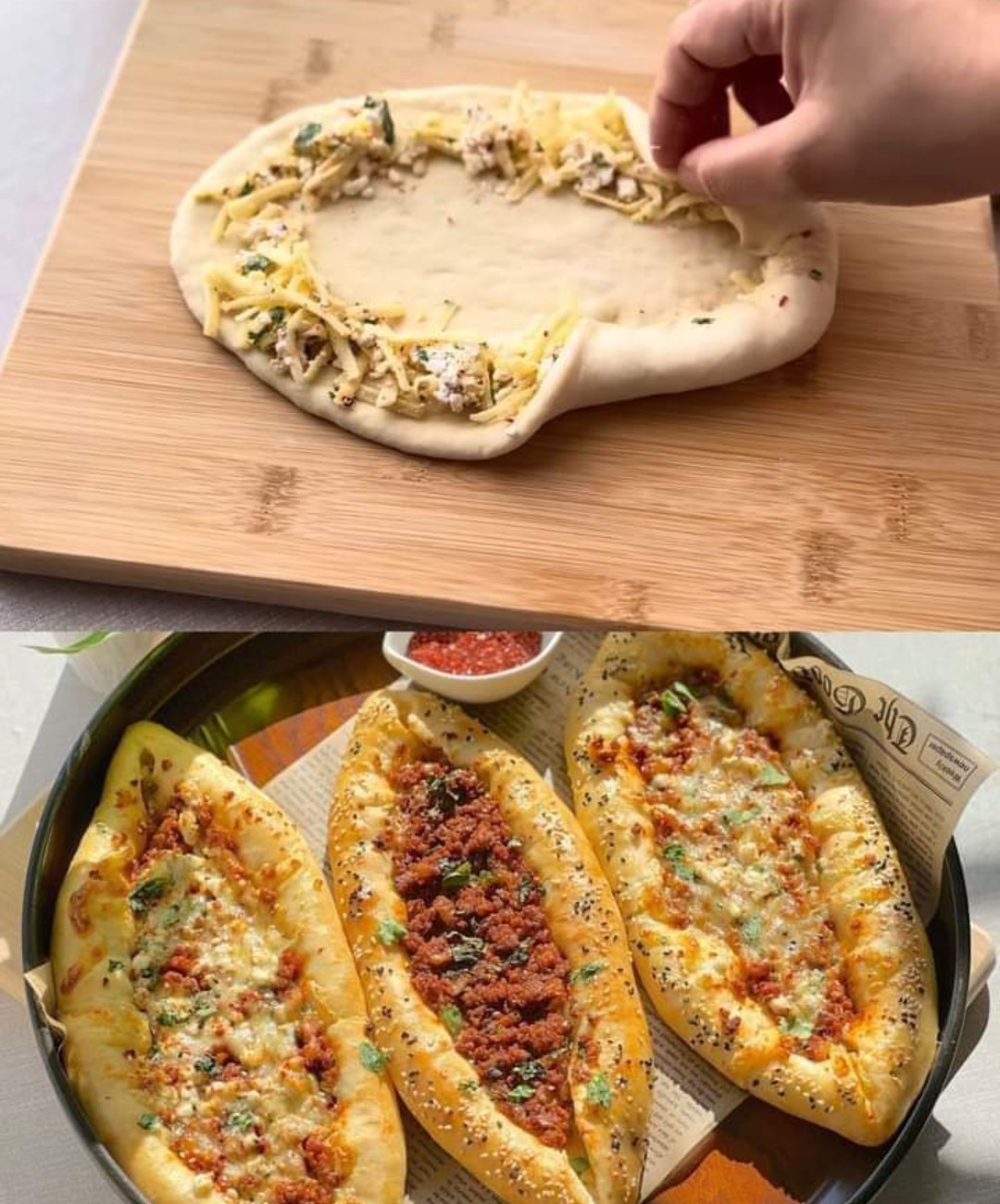 Fatayer Turkish pide ( middle eastern food) Turkish pizza recipe