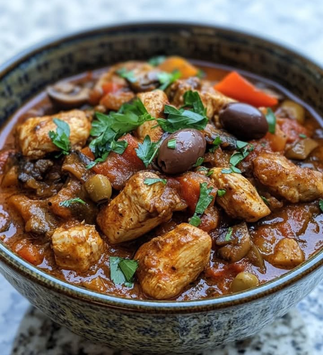 Chicken Tagine with Olives & Mushrooms