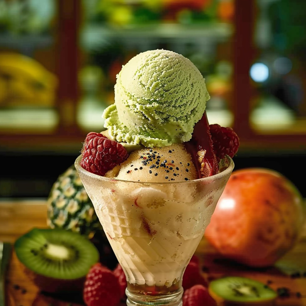 Spinach and Tropical Fruit Ice Cream