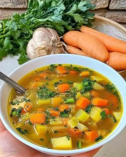 Healing Vegetable Soup with Homemade Herb Croutons