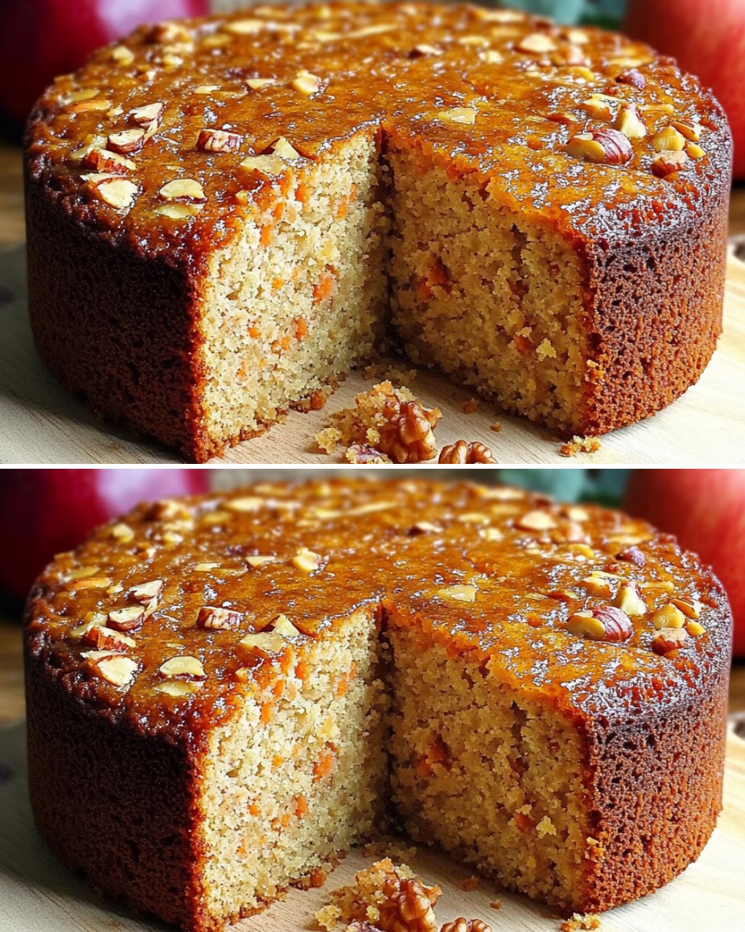 Healthy Sugar-Free Oatmeal Apple Carrot Cake