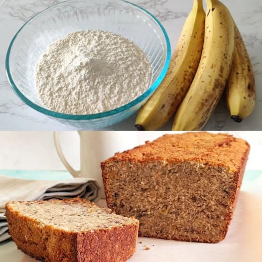 2-Ingredient Banana Bread No Oven, No Kneading