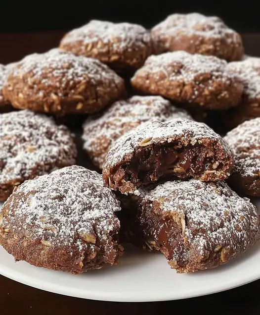 Chocolate-Filled Walnut Oatmeal Cookies