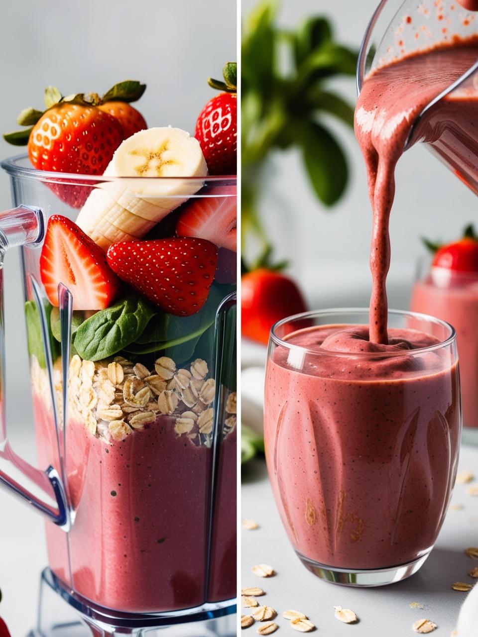 Strawberry-Banana-Oats-and-Spinach Smoothie