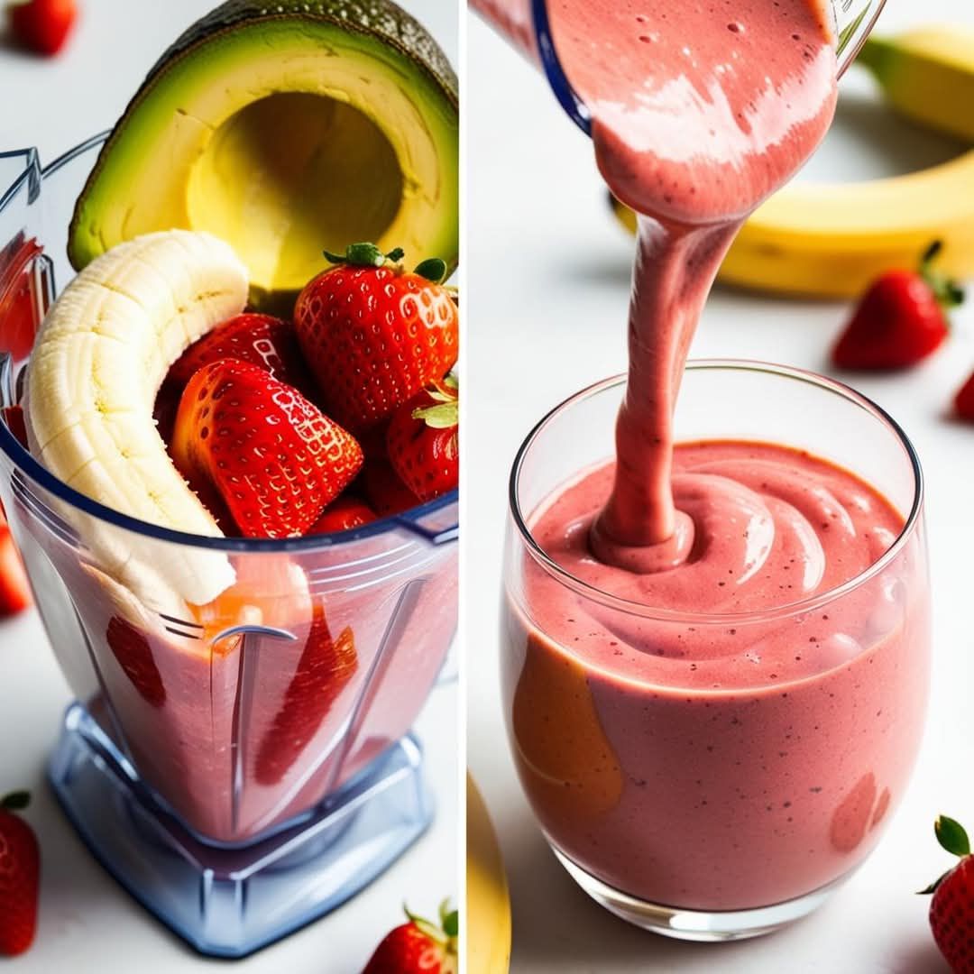 Avocado, Strawberry, and Banana Smoothie