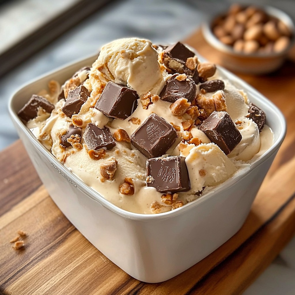 Decadent Snickers & Reese’s Cookie Dough Ice Cream Delight