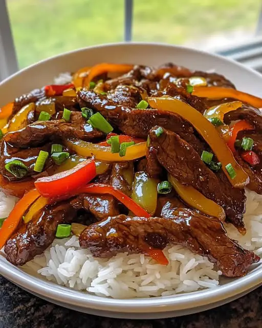 Sizzling Chinese Pepper Steak with Onions Recipe