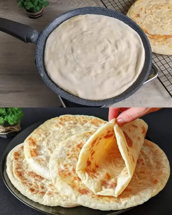 flaky, layered flatbread