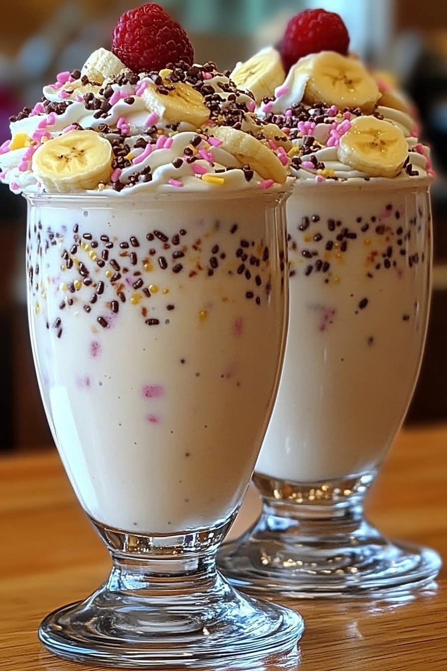 Homemade Banana Split Milkshakes – A Sweet, Creamy Treat!