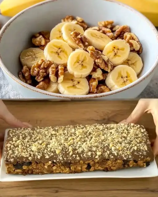 Oatmeal, Walnut, and Banana Bars with Chocolate