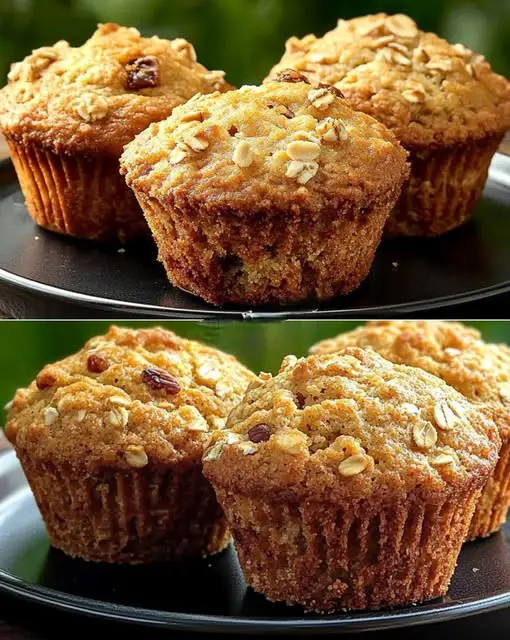 Healthy oatmeal apple muffins