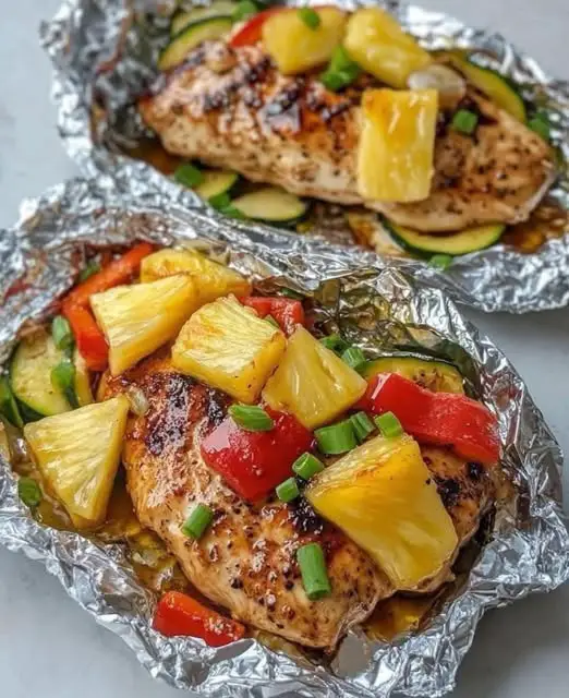 Teriyaki Chicken and Pineapple Foil Packets