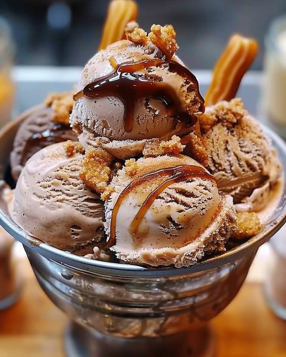 Churro Ice Cream with Dulce de Leche