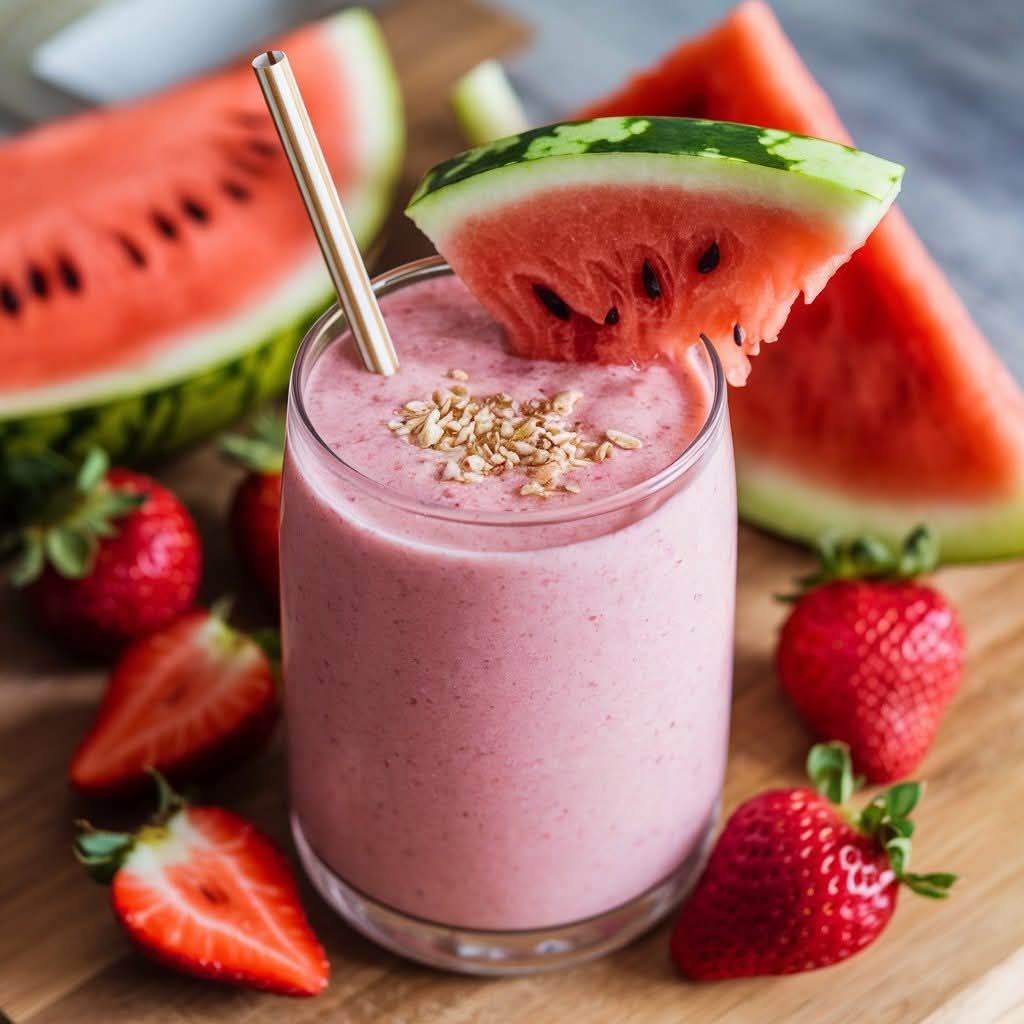 Watermelon juice with strawberry