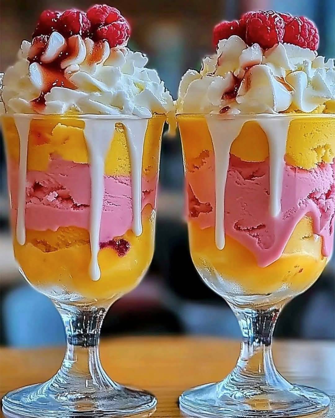 Layered Golden Raspberry Ice Cream Delight