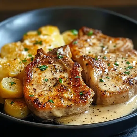 This Garlic Parmesan Pork Chops with Cheesy Scalloped Potatoes is the ultimate comfort food meal! ️ 1 495382446 1241200614682017 7637692635183952757 n 1