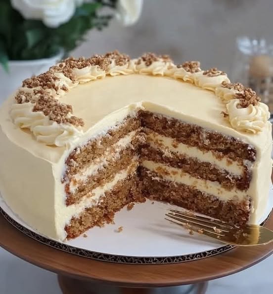 Moist Carrot Cake with Pineapple, Coconut, and Walnuts