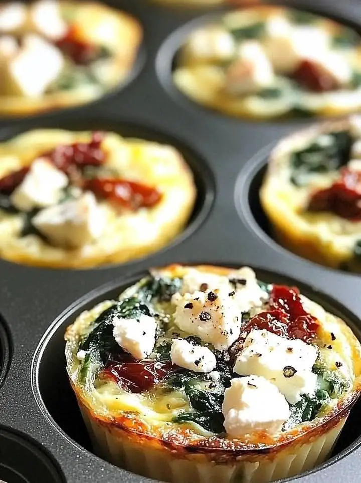Mediterranean Spinach, Feta, and Sun-Dried Tomato Egg Muffins