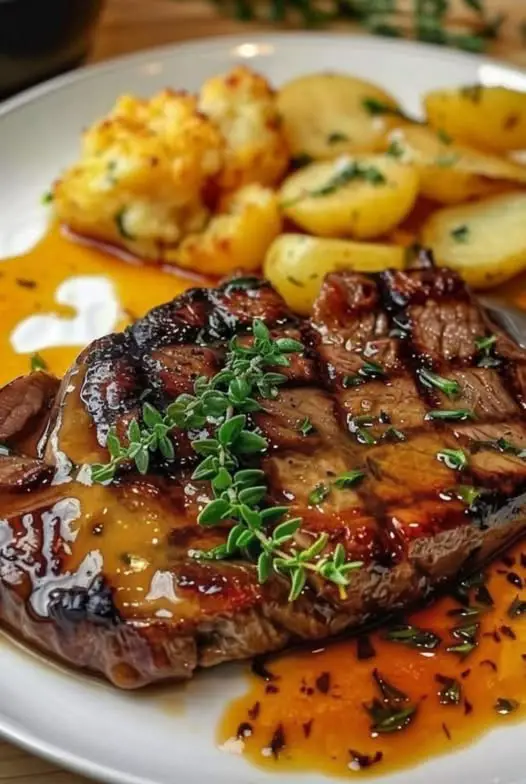 Ribeye Steak with Cheesy Scalloped Potatoes