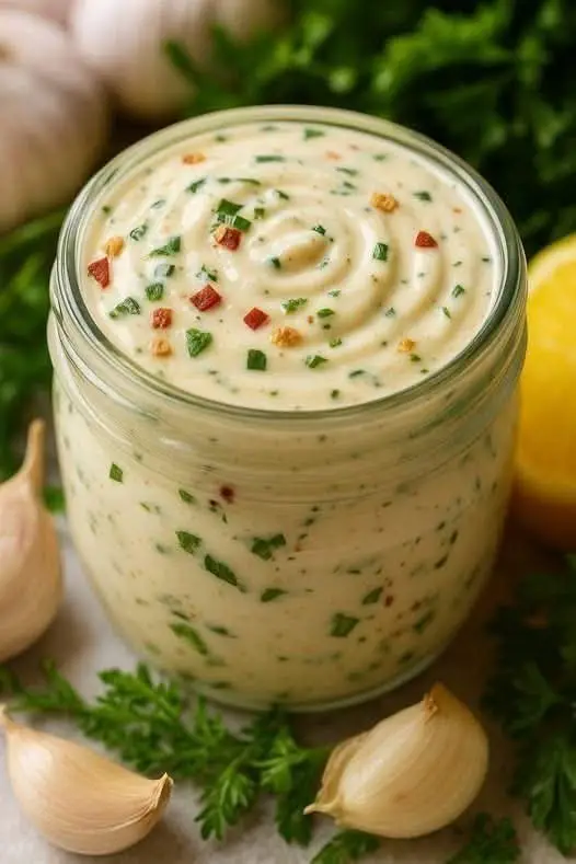 Creamy garlic sauce: no cooking required and ready in 5 minutes