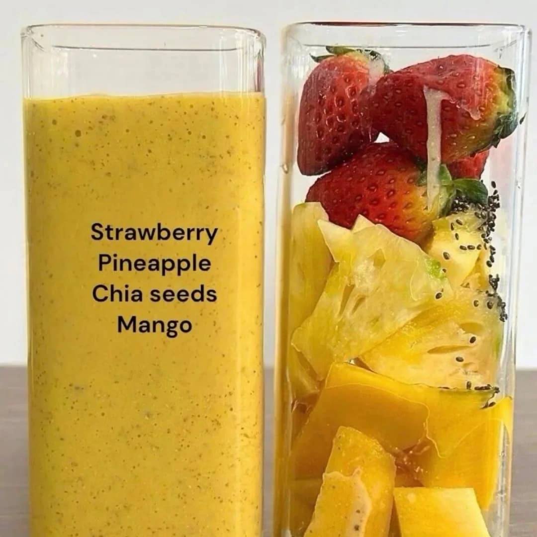 Strawberry Pineapple Mango Chia Seed Smoothie