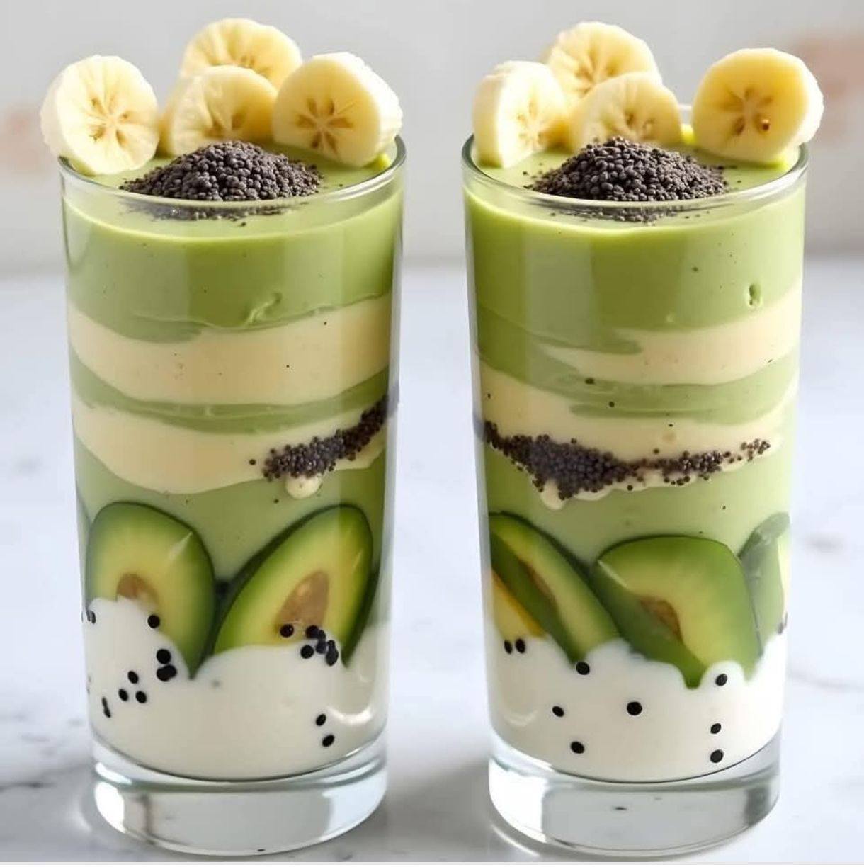 Layered Pistachio and Banana Smoothie