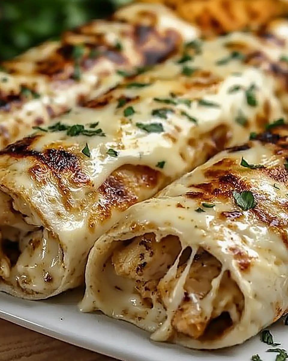 Cheesy Garlic Chicken Wraps