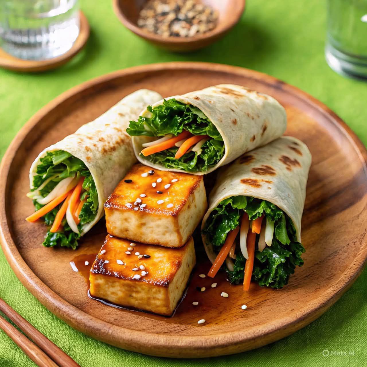 Sticky Tofu and Roasted Kale Wraps: 1 530276442 122200779956302905 4303349903653994292 n