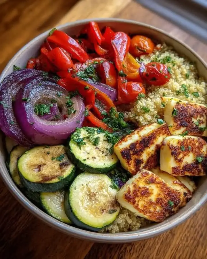 Grilled Halloumi Veggie Bowl