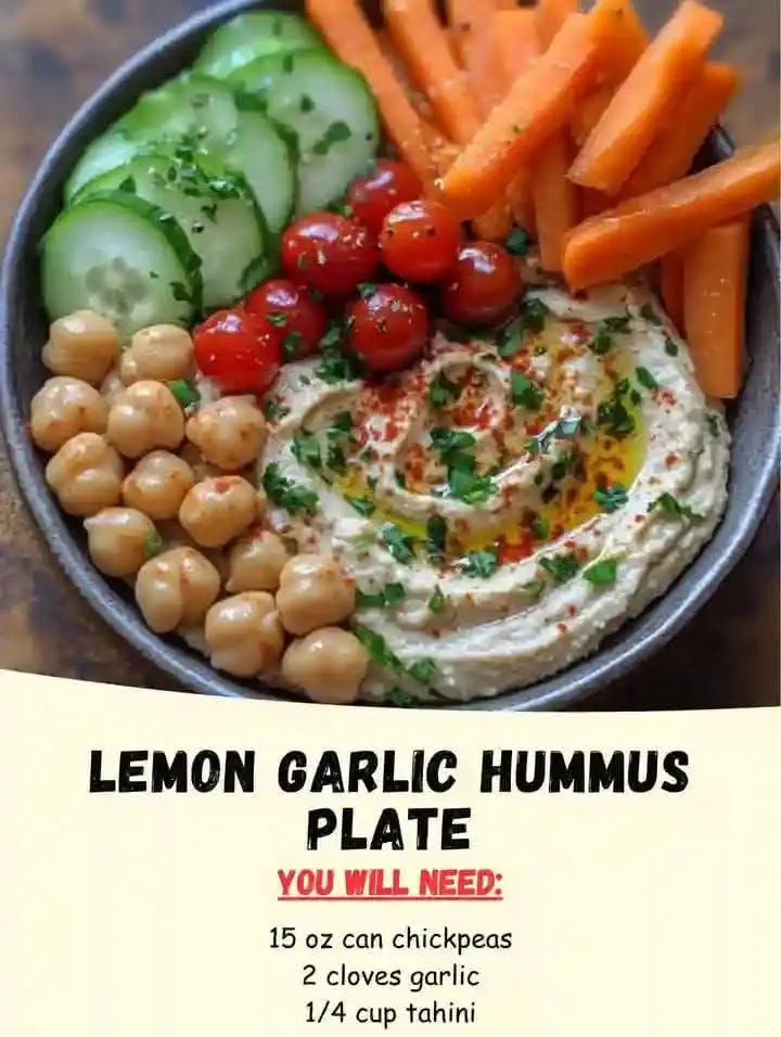 Lemon Garlic Hummus Plate
