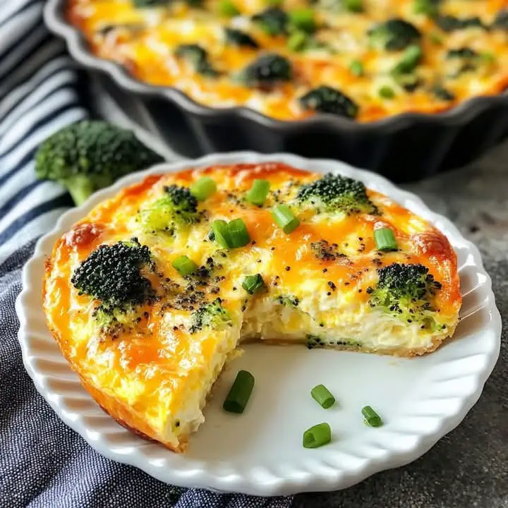 Healthy Broccoli Cheddar Quiche (No Crust Needed